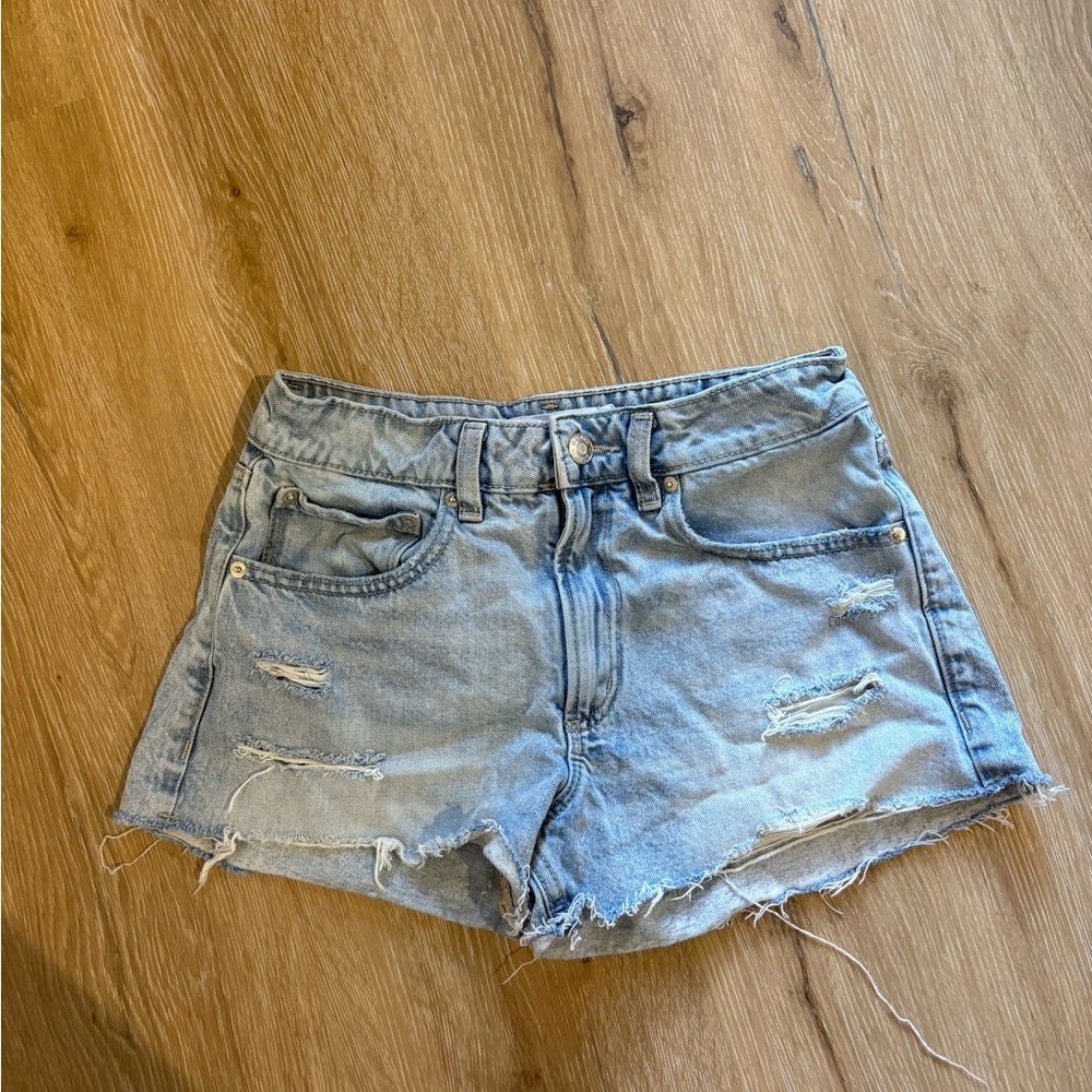 Garage Light Blue Distressed Jean Shorts